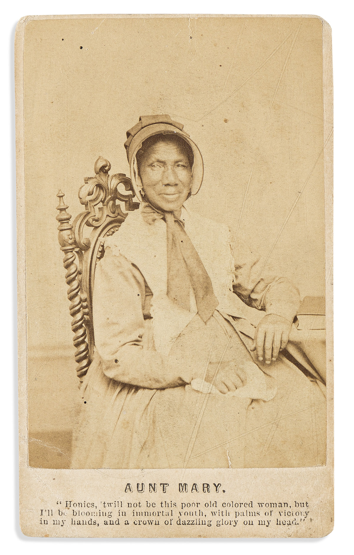 (PHOTOGRAPHY.) Carte-de-visite portrait of "Aunt Mary."